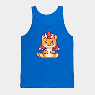 Cute Baby Orange Dragon Sitting Cartoon Tank Top